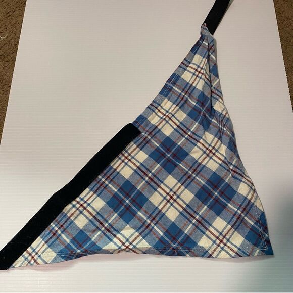 Duluth Trading Co Free Swingin Dog Lovin Flannel blue Plaid Bandana collar - Picture 6 of 6